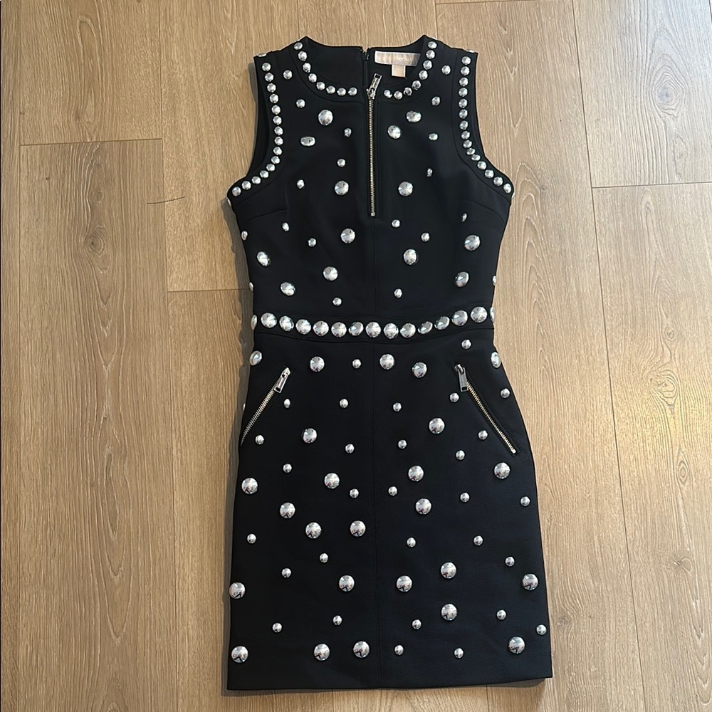 Black Sleeveless Dress with Silver Accents